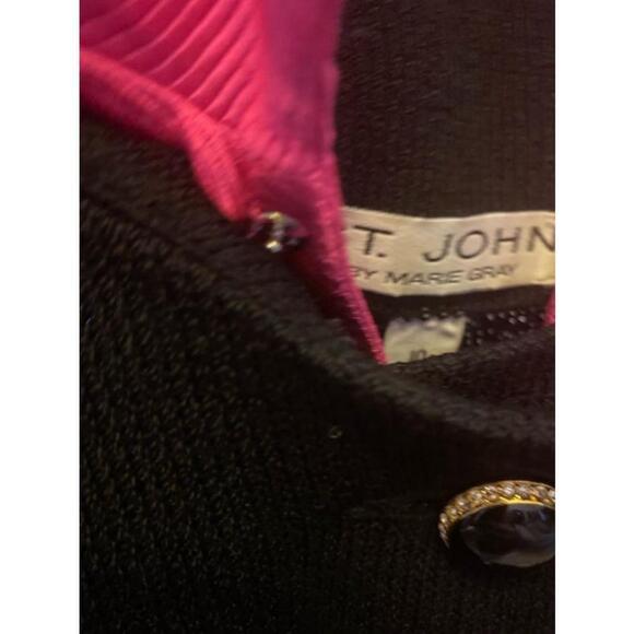Women's St. John Black and Pink Blazer Size 10 - Picture 3 of 7